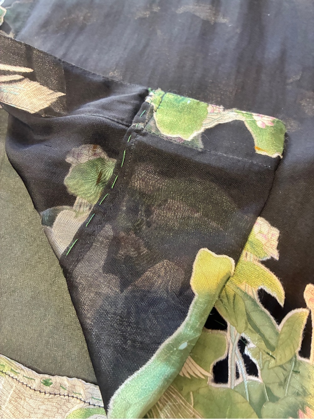 Citron Santa Monica Silk Blend Duster Top & Pants Crane Print Medium - Picture 15 of 16